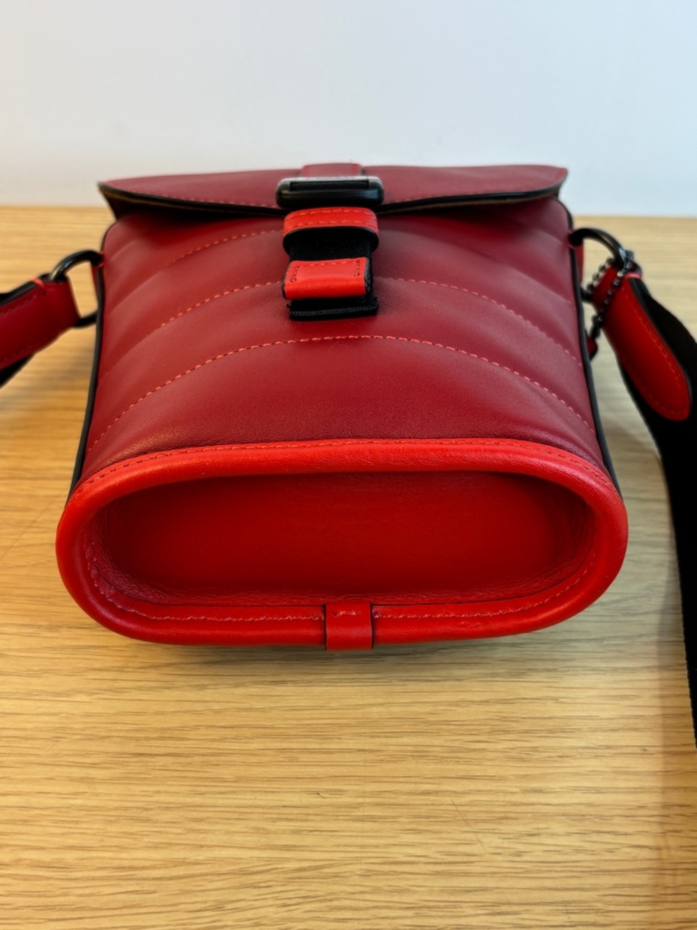 Coach Red/Black Track Small Flap Crossbody with Quilting Unisex Like New! - Picture 13 of 15